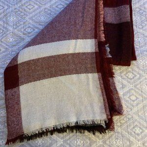 Maroon Plaid Blanket Scarf